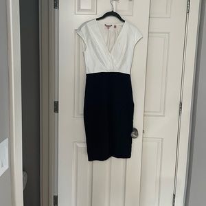 Ted Baker Size 1 colour block stretch bottom cotton dress side zip like new